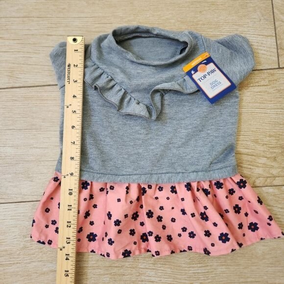 Top Paw Gray/Peach/Blue Floral Dress for Dogs  Size Medium - Picture 4 of 6